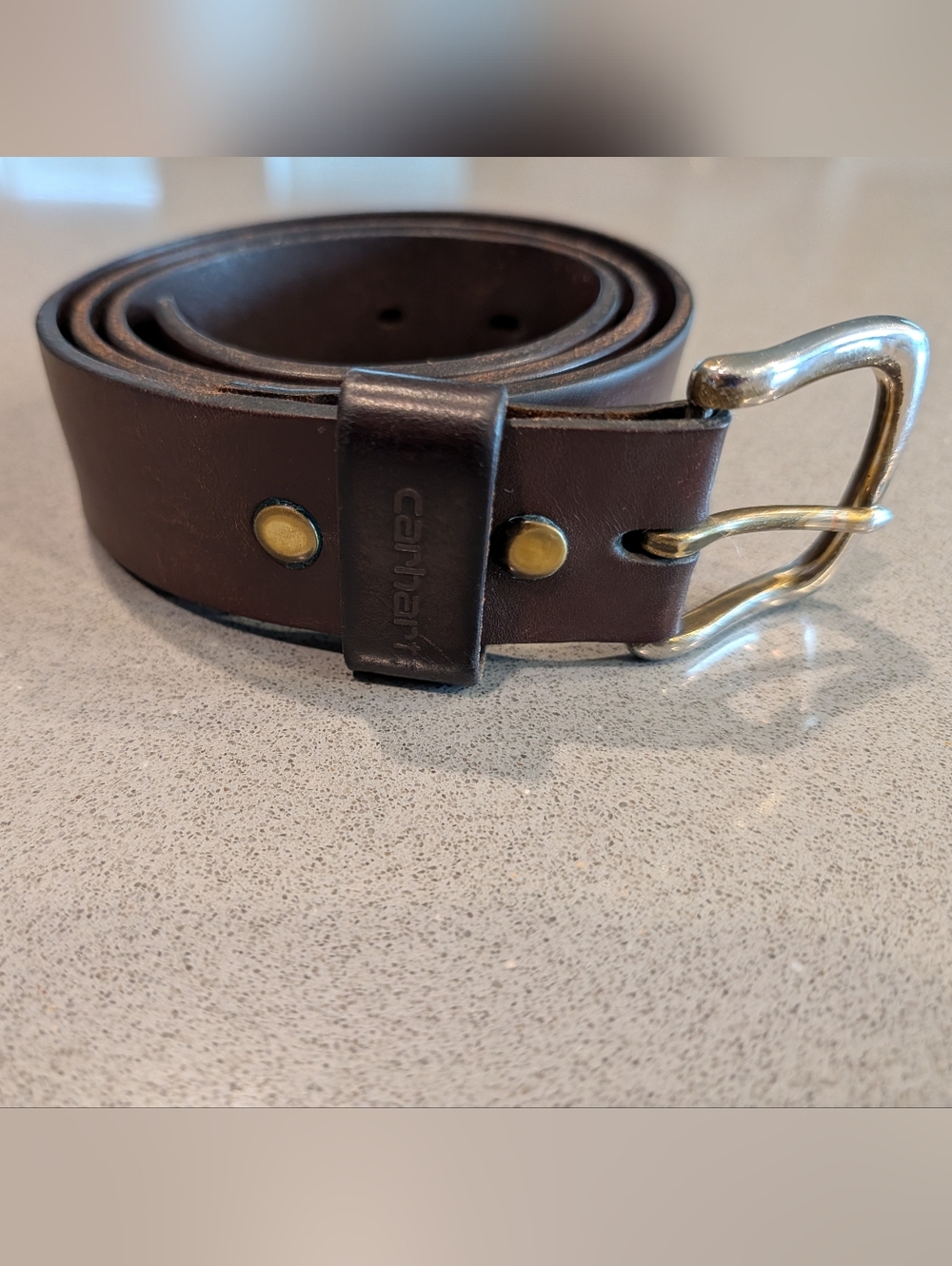 Carhartt Dark Brown Leather Belt with Brass Rivets